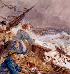 Grace Darling og hendes far redder det skibbrudne besætning, 7. september 1838